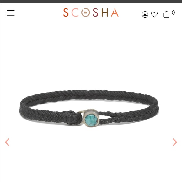 SCOSHA Brooklyn Classic Fishtail Turquoise Button in Black 7.5 inch. - Picture 2 of 6